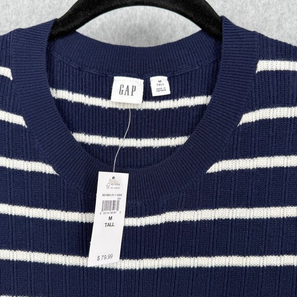 Gap Womens Long Sleeve Knit Midi Sweater Dress Size M Tall Navy White Stripe NEW - Picture 4 of 12
